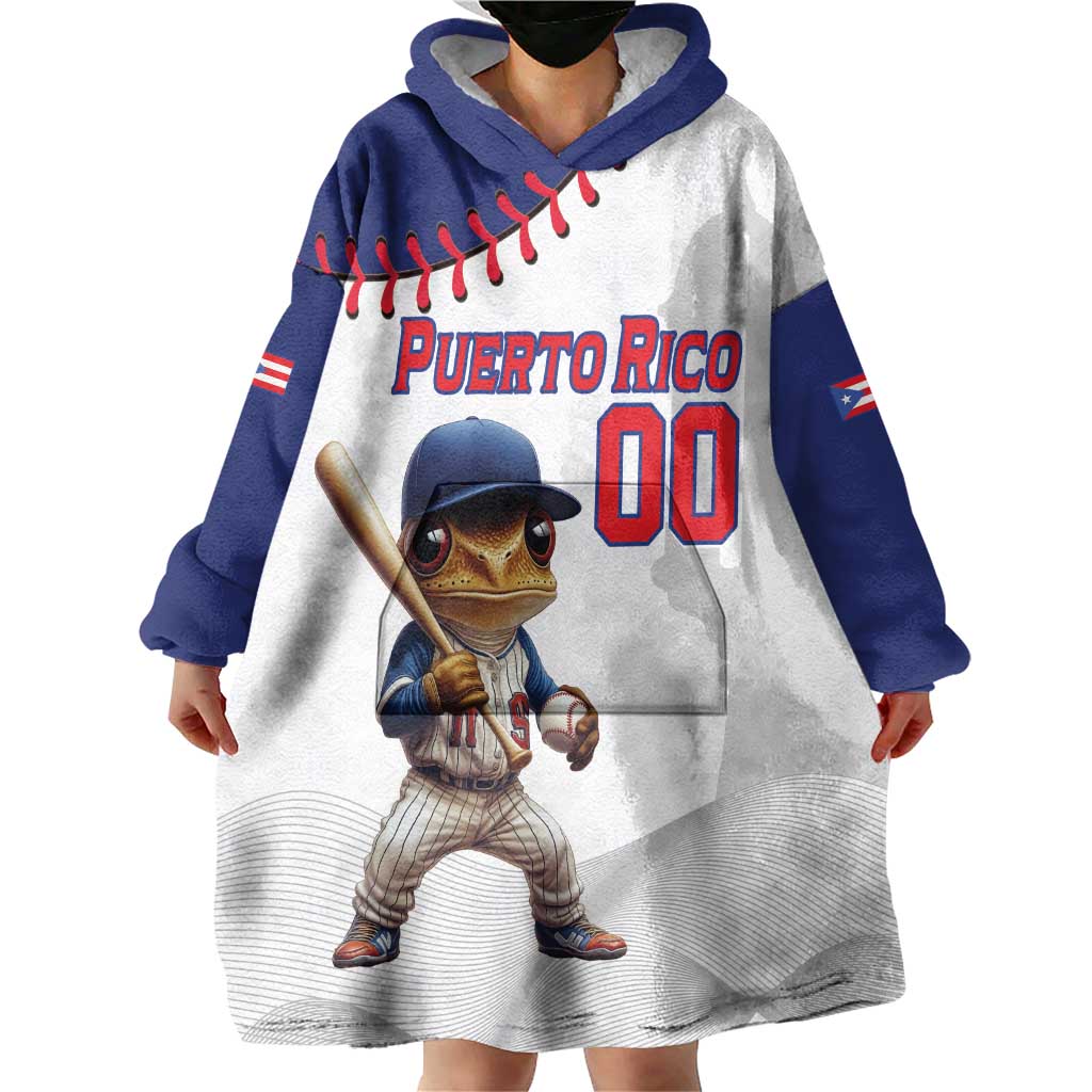 Custom Baseball Puerto Rico Wearable Blanket Hoodie Coqui Mascot - Dynamic Style - Wonder Print Shop