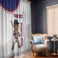 Custom Baseball Puerto Rico Window Curtain Coqui Mascot - Dynamic Style - Wonder Print Shop