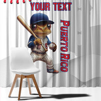 Custom Baseball Puerto Rico Window Curtain Coqui Mascot - Dynamic Style - Wonder Print Shop