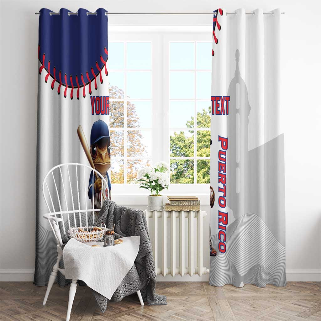 Custom Baseball Puerto Rico Window Curtain Coqui Mascot - Dynamic Style - Wonder Print Shop