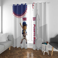 Custom Baseball Puerto Rico Window Curtain Coqui Mascot - Dynamic Style - Wonder Print Shop