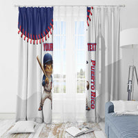 Custom Baseball Puerto Rico Window Curtain Coqui Mascot - Dynamic Style - Wonder Print Shop