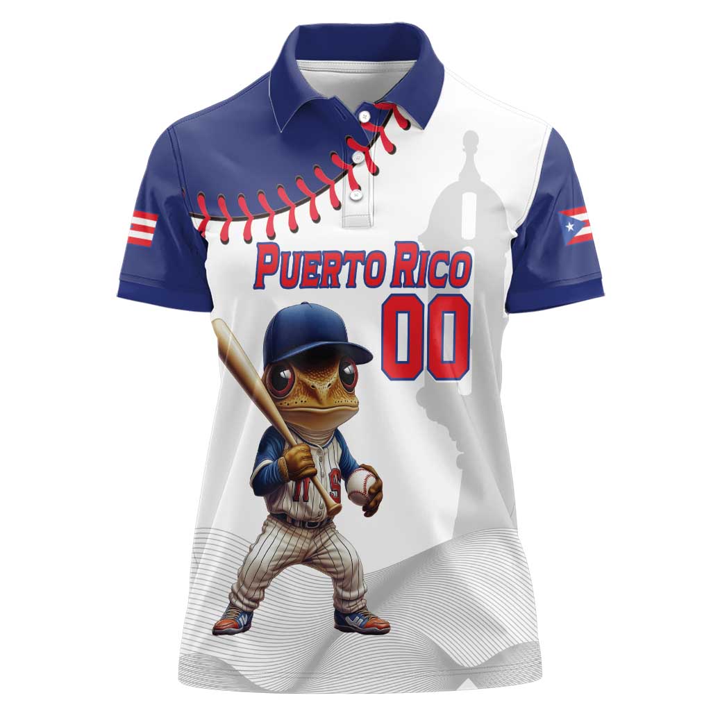 Custom Baseball Puerto Rico Women Polo Shirt Coqui Mascot - Dynamic Style - Wonder Print Shop