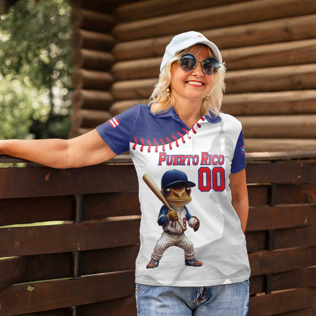 Custom Baseball Puerto Rico Women Polo Shirt Coqui Mascot - Dynamic Style - Wonder Print Shop