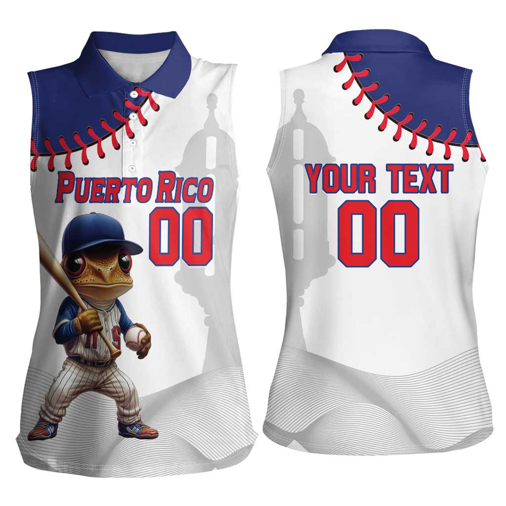 Custom Baseball Puerto Rico Women Sleeveless Polo Shirt Coqui Mascot - Dynamic Style - Wonder Print Shop