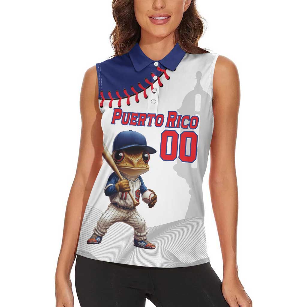 Custom Baseball Puerto Rico Women Sleeveless Polo Shirt Coqui Mascot - Dynamic Style - Wonder Print Shop