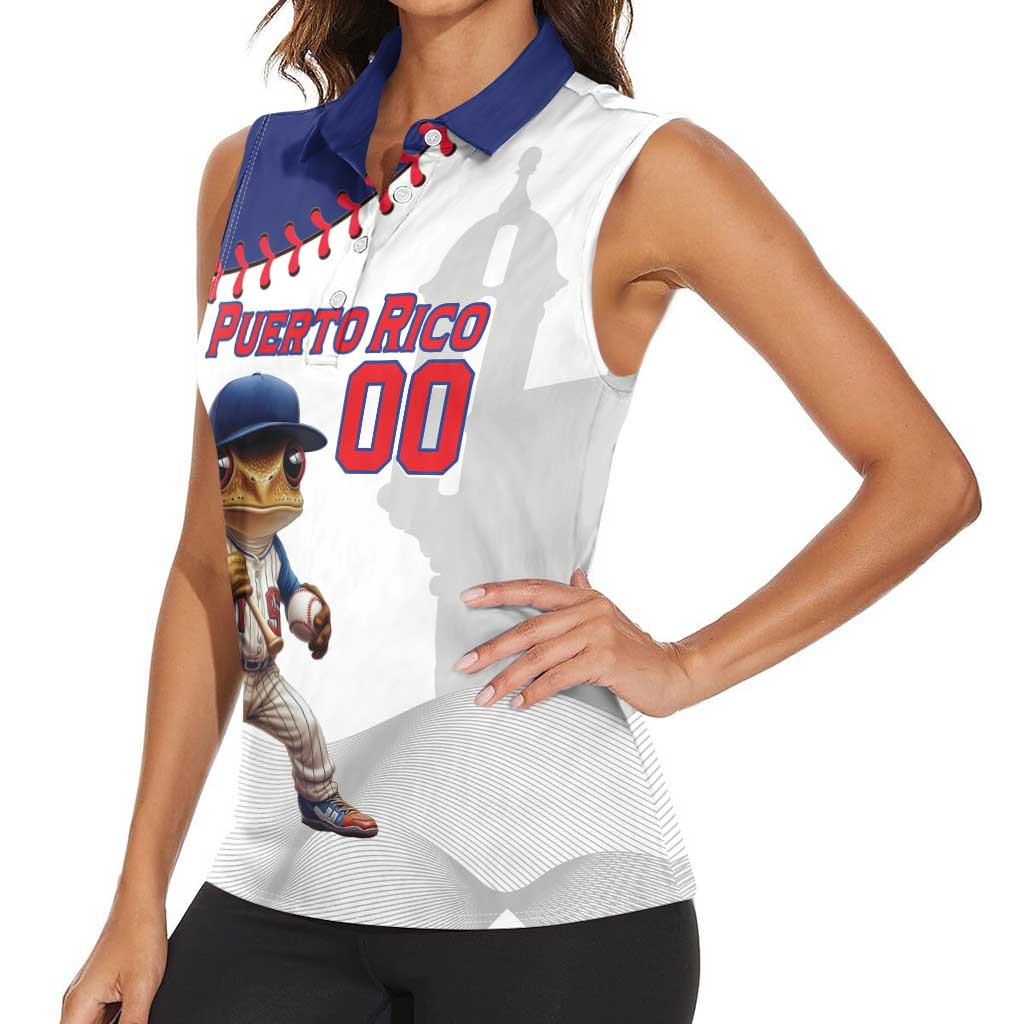 Custom Baseball Puerto Rico Women Sleeveless Polo Shirt Coqui Mascot - Dynamic Style - Wonder Print Shop