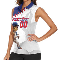 Custom Baseball Puerto Rico Women Sleeveless Polo Shirt Coqui Mascot - Dynamic Style - Wonder Print Shop