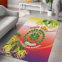 Personalized Comoros Area Rug Coat Of Arms Mix Ylang Ylang Flower - Wonder Print Shop