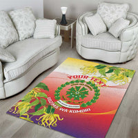 Personalized Comoros Area Rug Coat Of Arms Mix Ylang Ylang Flower - Wonder Print Shop
