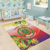 Personalized Comoros Area Rug Coat Of Arms Mix Ylang Ylang Flower - Wonder Print Shop