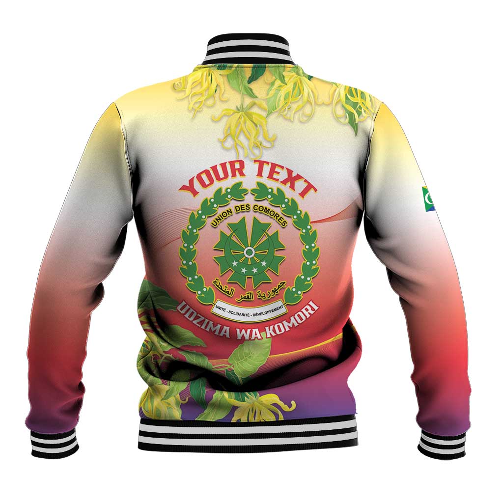 Personalized Comoros Baseball Jacket Coat Of Arms Mix Ylang Ylang Flower - Wonder Print Shop
