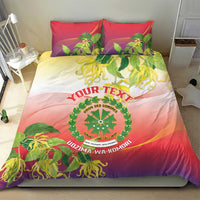 Personalized Comoros Bedding Set Coat Of Arms Mix Ylang Ylang Flower - Wonder Print Shop
