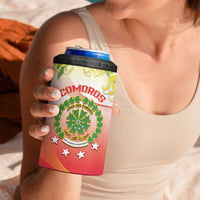 Personalized Comoros 4 in 1 Can Cooler Tumbler Coat Of Arms Mix Ylang Ylang Flower - Wonder Print Shop