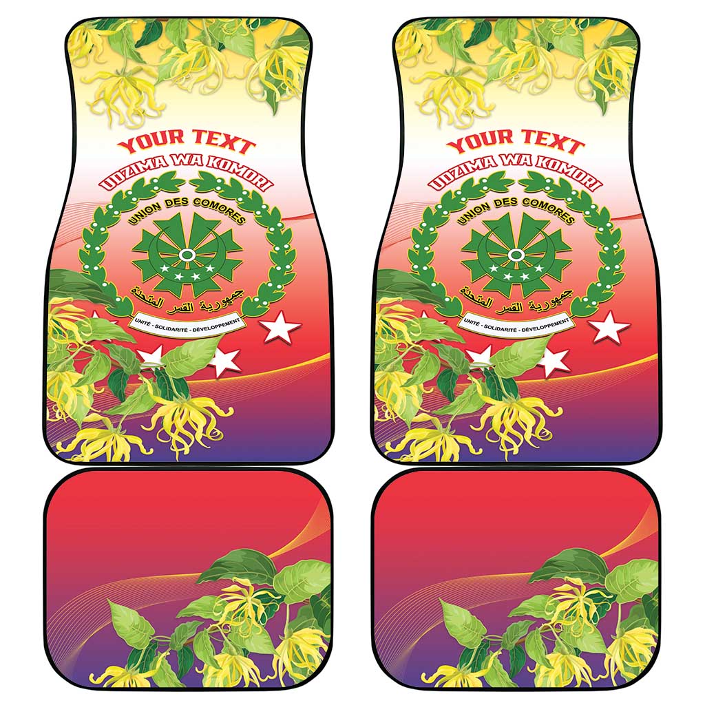 Personalized Comoros Car Mats Coat Of Arms Mix Ylang Ylang Flower - Wonder Print Shop