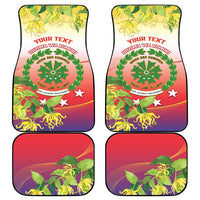 Personalized Comoros Car Mats Coat Of Arms Mix Ylang Ylang Flower - Wonder Print Shop