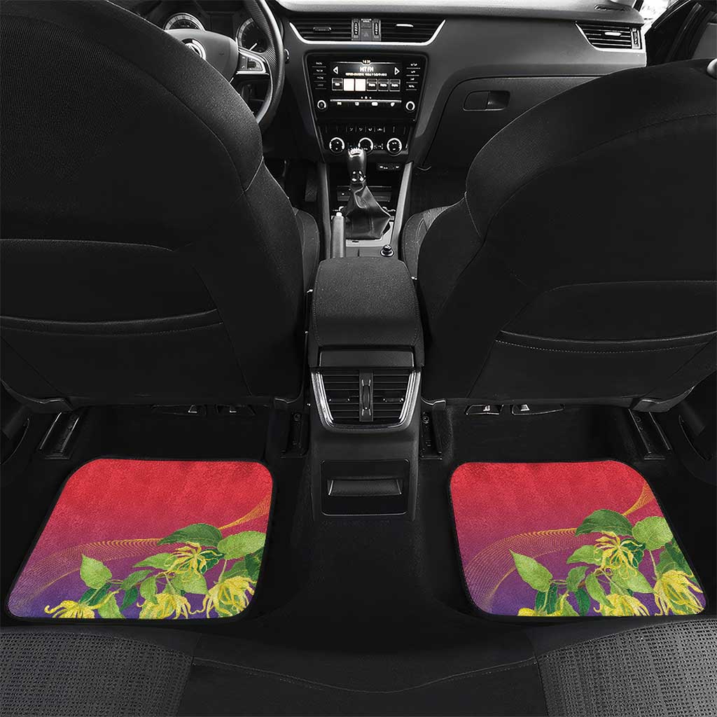 Personalized Comoros Car Mats Coat Of Arms Mix Ylang Ylang Flower - Wonder Print Shop
