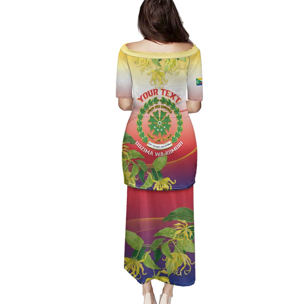 Personalized Comoros Family Matching Puletasi and Hawaiian Shirt Coat Of Arms Mix Ylang Ylang Flower - Wonder Print Shop