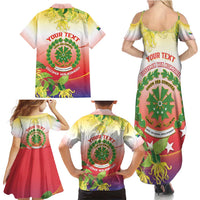 Personalized Comoros Family Matching Summer Maxi Dress and Hawaiian Shirt Coat Of Arms Mix Ylang Ylang Flower - Wonder Print Shop
