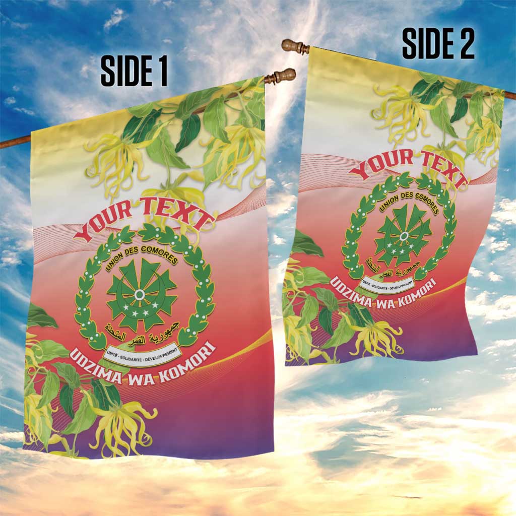 Personalized Comoros Garden Flag Coat Of Arms Mix Ylang Ylang Flower - Wonder Print Shop