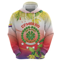 Personalized Comoros Hoodie Coat Of Arms Mix Ylang Ylang Flower - Wonder Print Shop