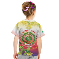 Personalized Comoros Kid T Shirt Coat Of Arms Mix Ylang Ylang Flower - Wonder Print Shop