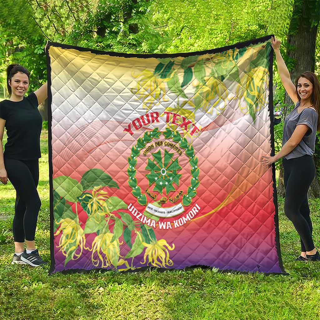 Personalized Comoros Quilt Coat Of Arms Mix Ylang Ylang Flower - Wonder Print Shop