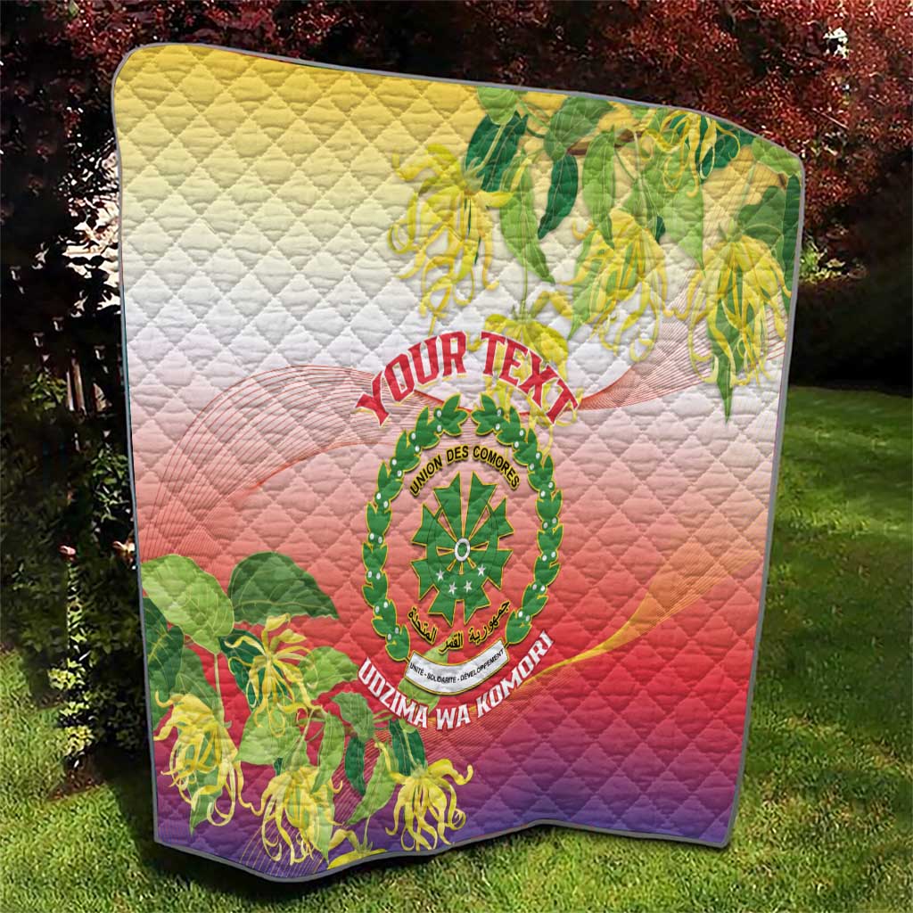 Personalized Comoros Quilt Coat Of Arms Mix Ylang Ylang Flower - Wonder Print Shop