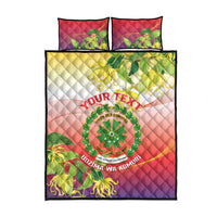 Personalized Comoros Quilt Bed Set Coat Of Arms Mix Ylang Ylang Flower - Wonder Print Shop