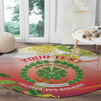 Personalized Comoros Round Carpet Coat Of Arms Mix Ylang Ylang Flower