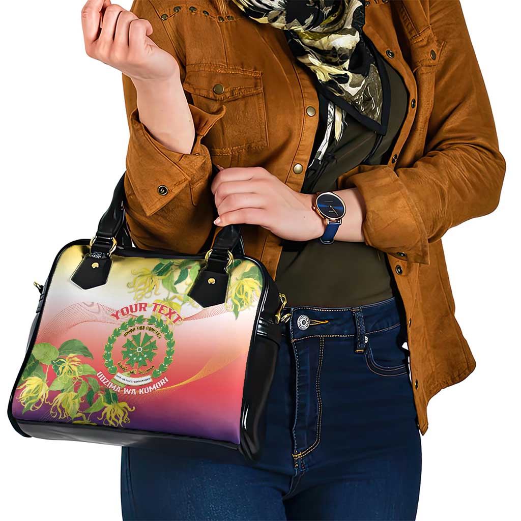 Personalized Comoros Shoulder Handbag Coat Of Arms Mix Ylang Ylang Flower