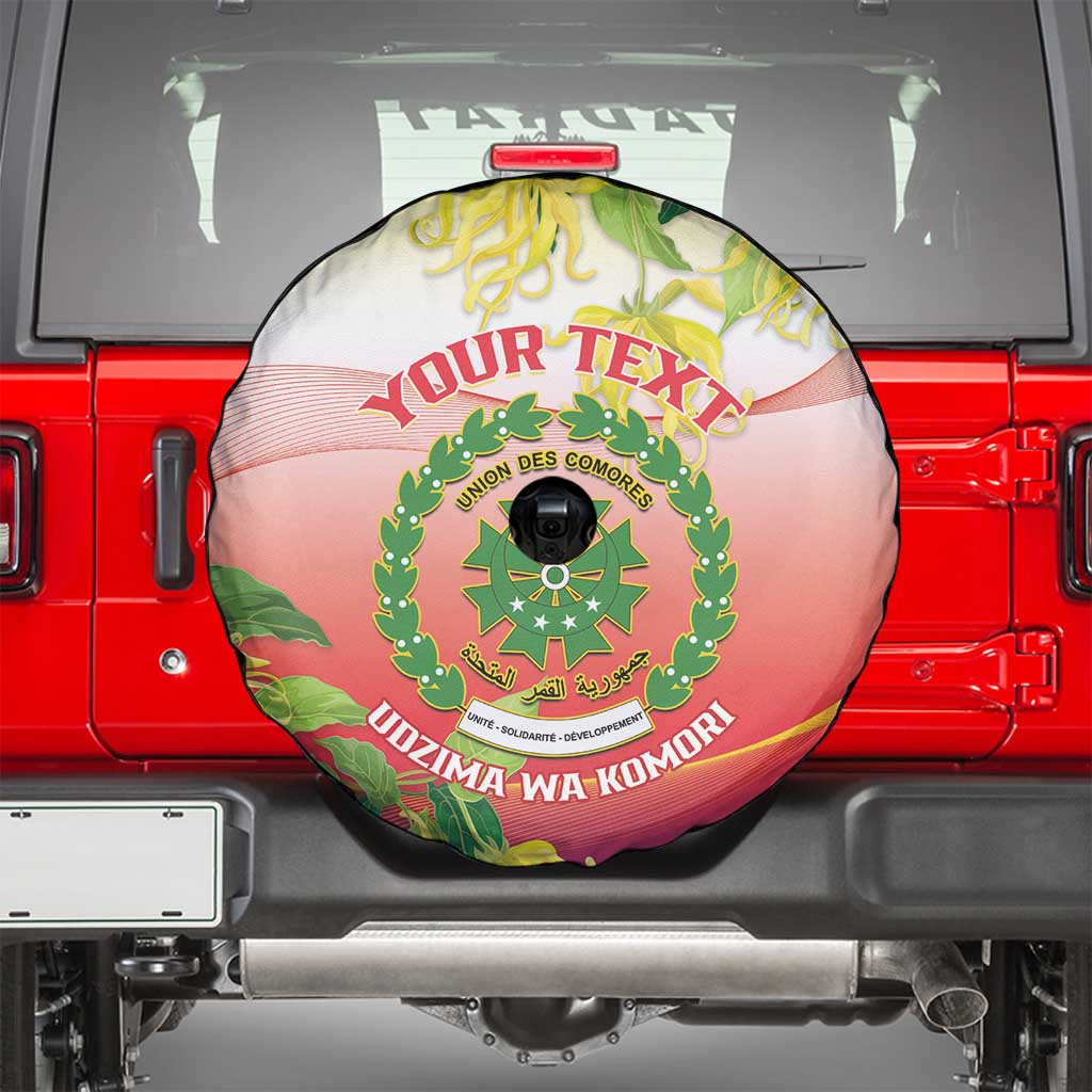 Personalized Comoros Spare Tire Cover Coat Of Arms Mix Ylang Ylang Flower - Wonder Print Shop
