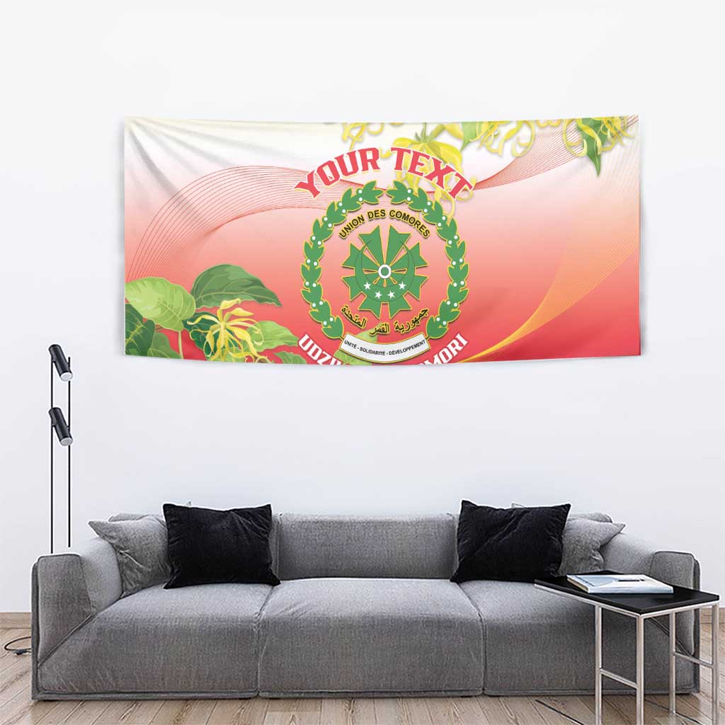 Personalized Comoros Tapestry Coat Of Arms Mix Ylang Ylang Flower - Wonder Print Shop
