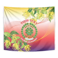 Personalized Comoros Tapestry Coat Of Arms Mix Ylang Ylang Flower - Wonder Print Shop