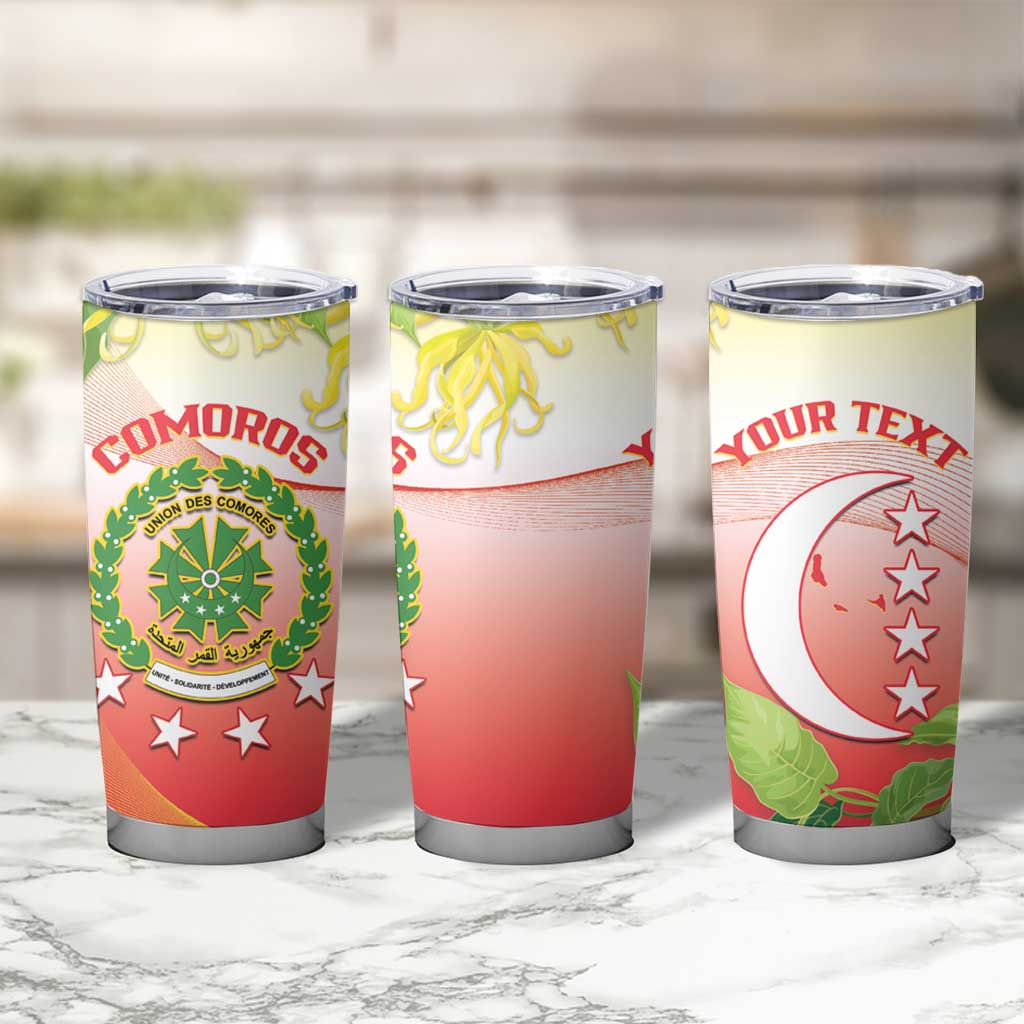 Personalized Comoros Tumbler Cup Coat Of Arms Mix Ylang Ylang Flower - Wonder Print Shop
