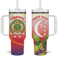 Personalized Comoros Tumbler With Handle Coat Of Arms Mix Ylang Ylang Flower - Wonder Print Shop