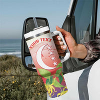 Personalized Comoros Tumbler With Handle Coat Of Arms Mix Ylang Ylang Flower - Wonder Print Shop