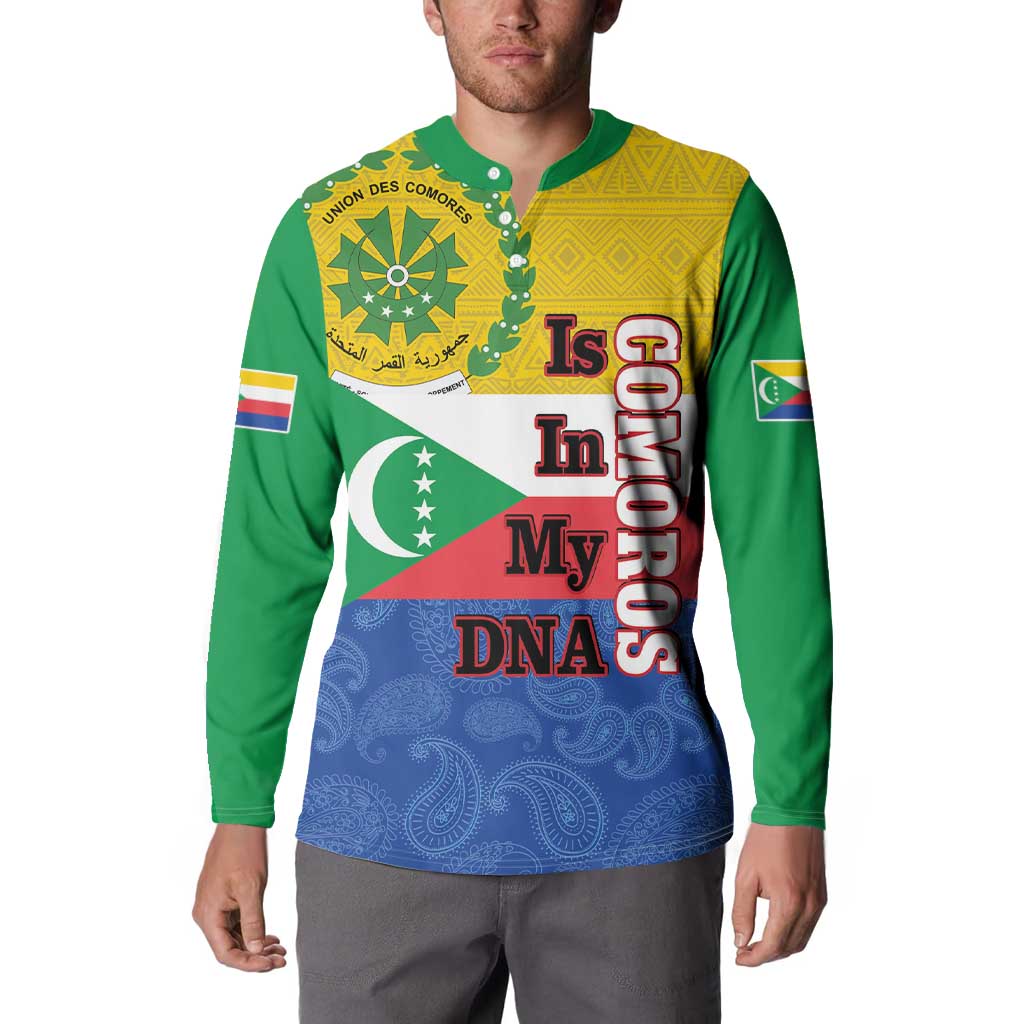 Comoros Is In My DNA Button Sweatshirt Udzima wa Komori - African Paisley Pattern - Wonder Print Shop
