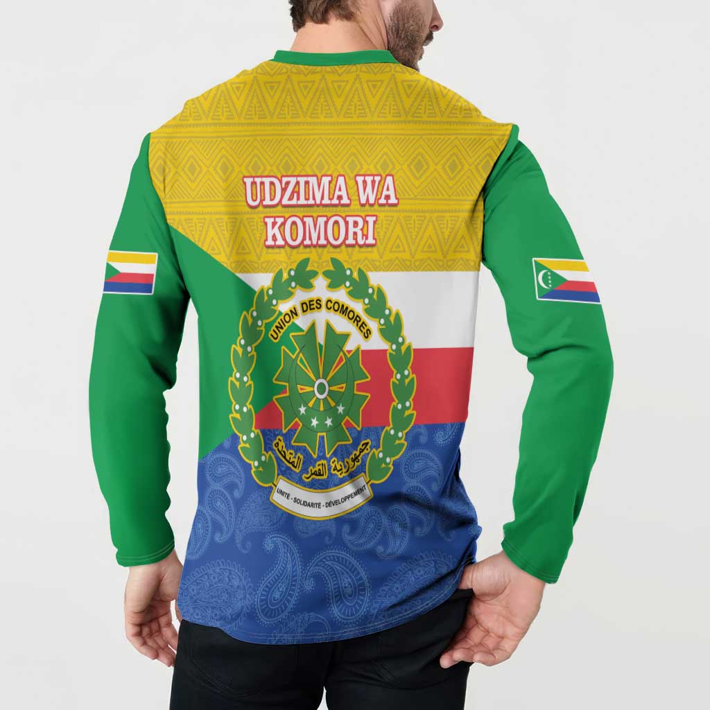 Comoros Is In My DNA Button Sweatshirt Udzima wa Komori - African Paisley Pattern - Wonder Print Shop