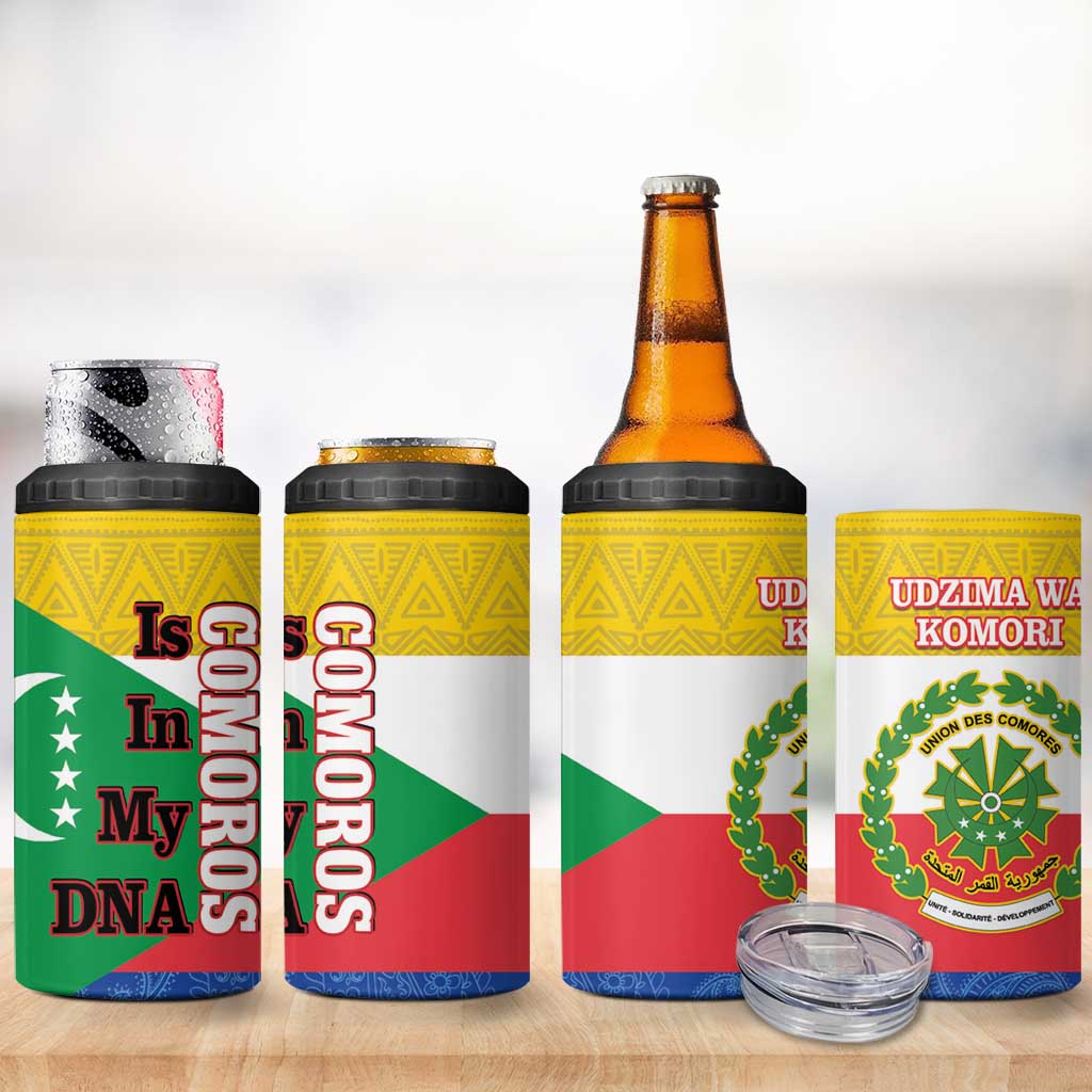 Comoros Is In My DNA 4 in 1 Can Cooler Tumbler Udzima wa Komori - African Paisley Pattern - Wonder Print Shop