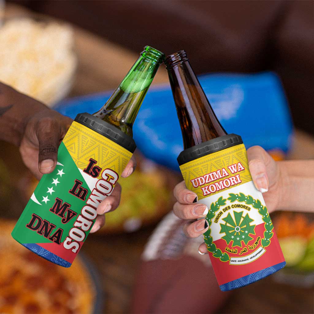 Comoros Is In My DNA 4 in 1 Can Cooler Tumbler Udzima wa Komori - African Paisley Pattern - Wonder Print Shop