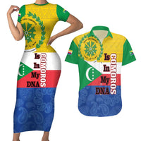 Comoros Is In My DNA Couples Matching Short Sleeve Bodycon Dress and Hawaiian Shirt Udzima wa Komori - African Paisley Pattern - Wonder Print Shop