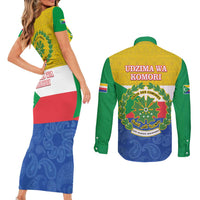 Comoros Is In My DNA Couples Matching Short Sleeve Bodycon Dress and Long Sleeve Button Shirt Udzima wa Komori - African Paisley Pattern - Wonder Print Shop