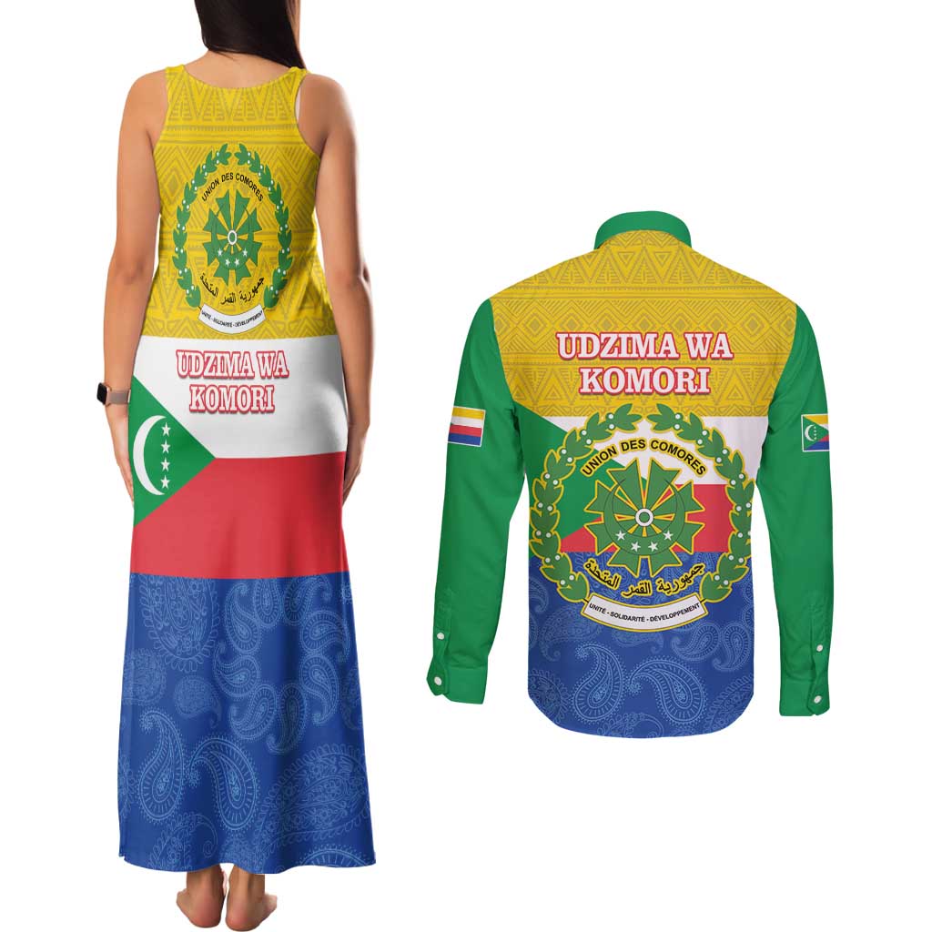 Comoros Is In My DNA Couples Matching Tank Maxi Dress and Long Sleeve Button Shirt Udzima wa Komori - African Paisley Pattern - Wonder Print Shop