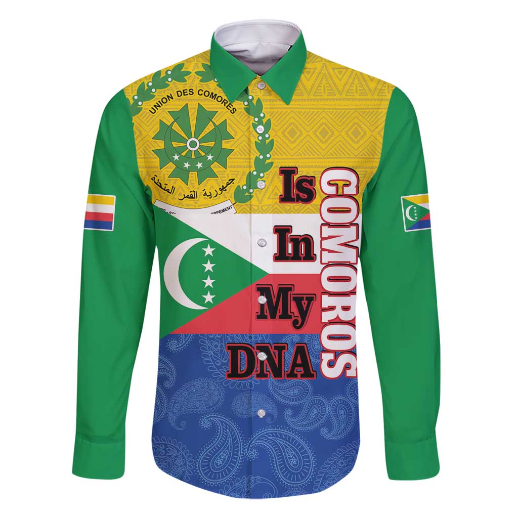 Comoros Is In My DNA Family Matching Long Sleeve Bodycon Dress and Hawaiian Shirt Udzima wa Komori - African Paisley Pattern - Wonder Print Shop