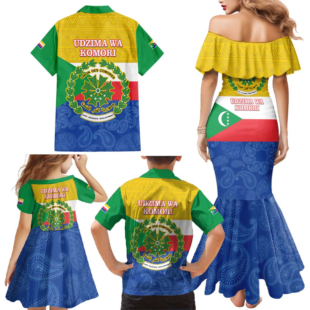 Comoros Is In My DNA Family Matching Mermaid Dress and Hawaiian Shirt Udzima wa Komori - African Paisley Pattern - Wonder Print Shop