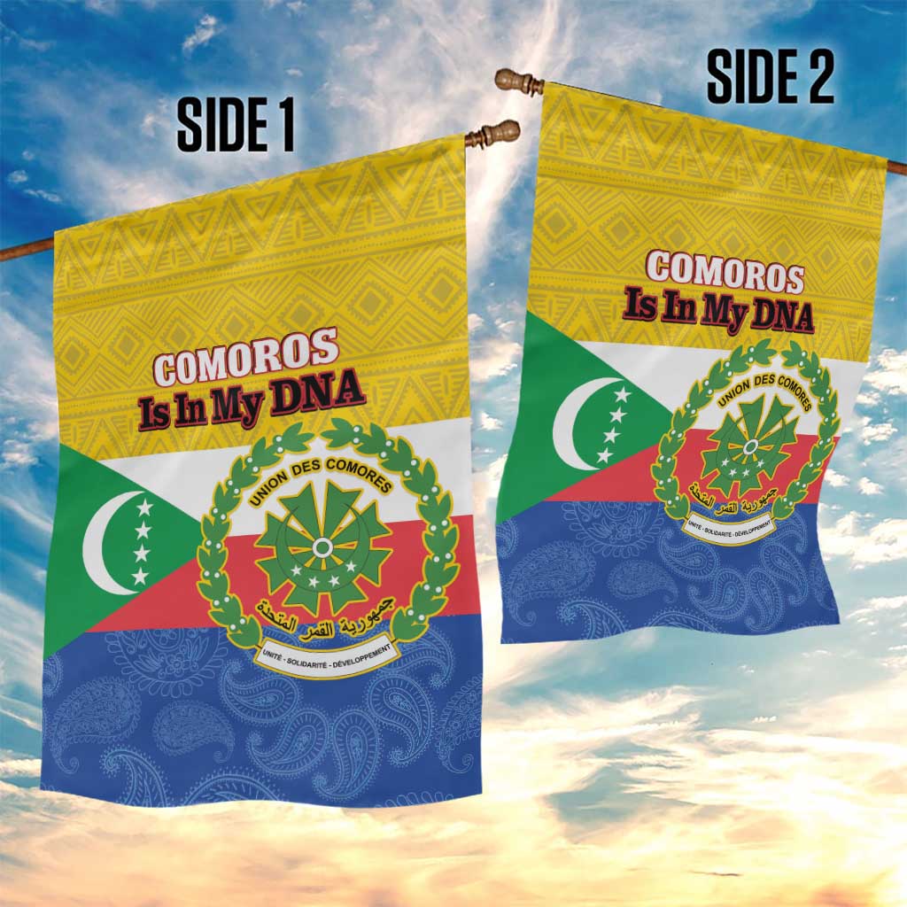 Comoros Is In My DNA Garden Flag Udzima wa Komori - African Paisley Pattern - Wonder Print Shop