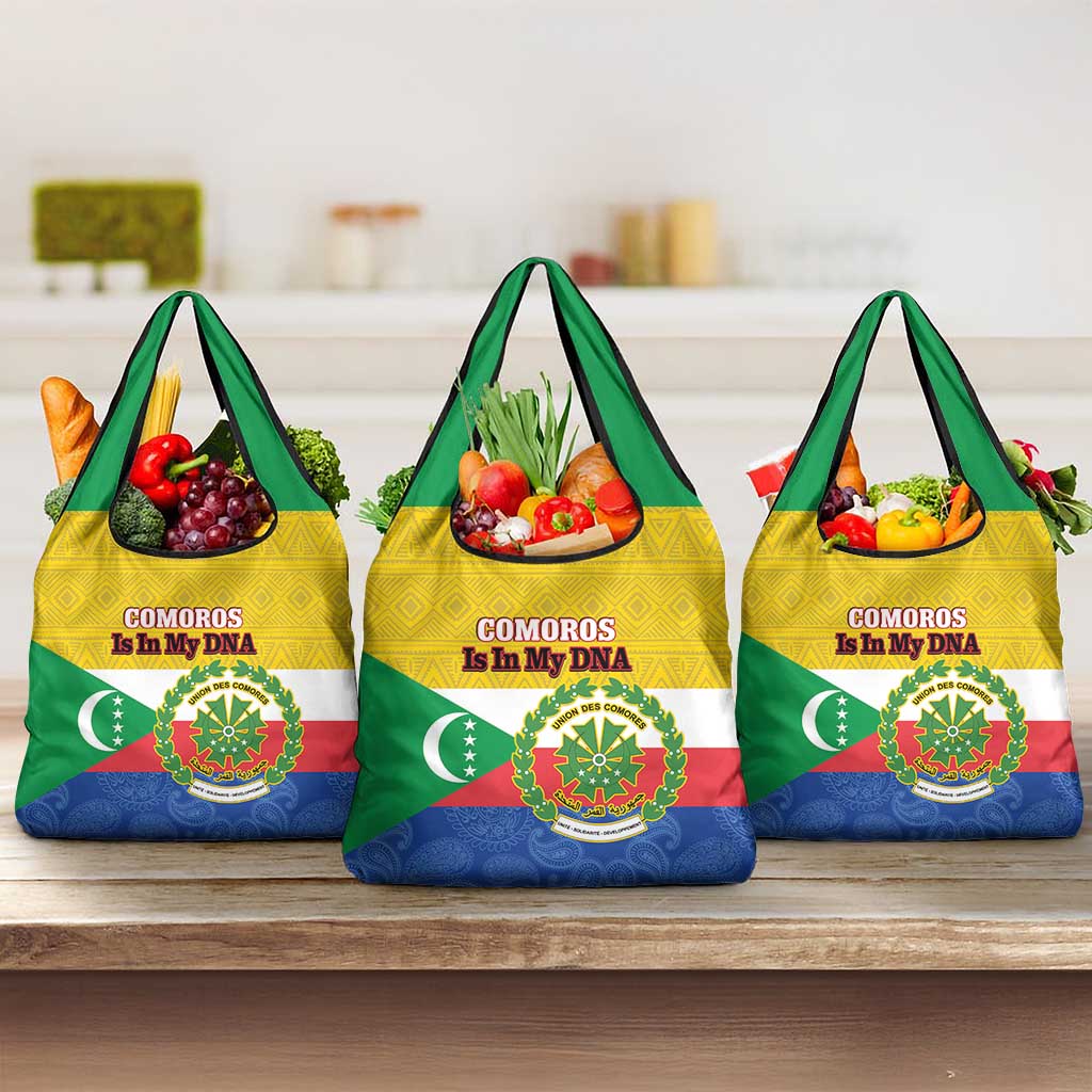 Comoros Is In My DNA Grocery Bag Udzima wa Komori - African Paisley Pattern