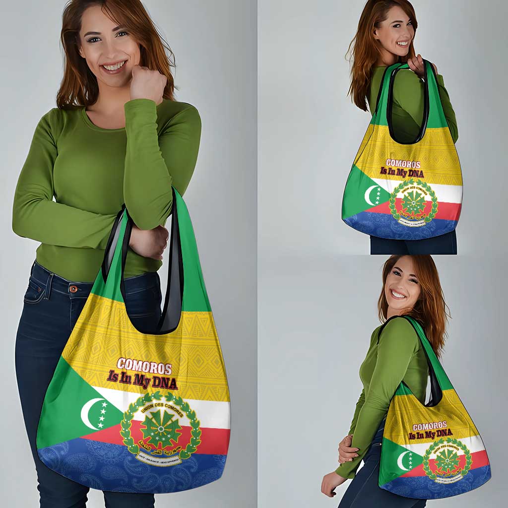 Comoros Is In My DNA Grocery Bag Udzima wa Komori - African Paisley Pattern