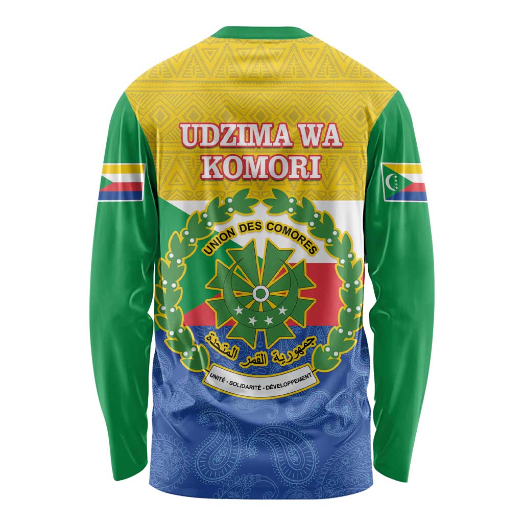 Comoros Is In My DNA Long Sleeve Shirt Udzima wa Komori - African Paisley Pattern - Wonder Print Shop